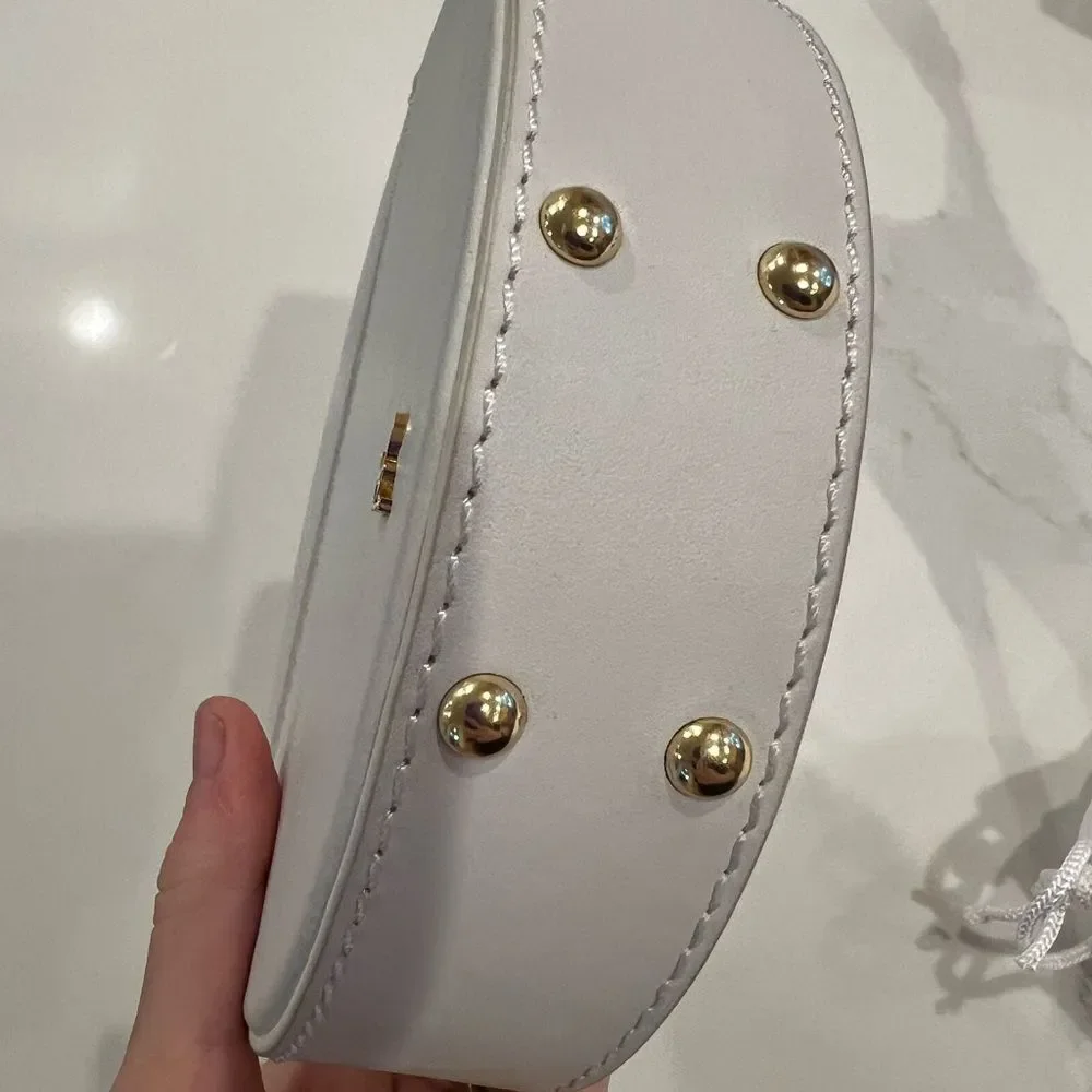 Rachel Comey Rider Circle Bag Ivory White Leather Round Brass Top Handle Rare - Picture 9 of 15